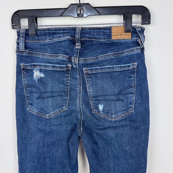 American Eagle Super Hi Rise Jegging Distressed Ripped Skinny Jeans Casual Denim - Picture 4 of 8